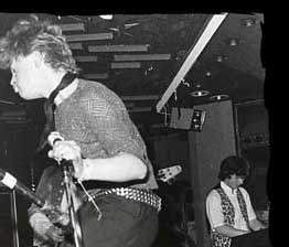 Not only supercharged but live! Noiz Boiz live on stage at Blades Nightclub, Weston-super-Mare, February 1982. Mark Chapman (vocals), Julian Gutsell (guitar/vocals), Andy Upstone (drums), Paul 'Tank' Griffiths (bass) and Geoff Crofts (keyboards).